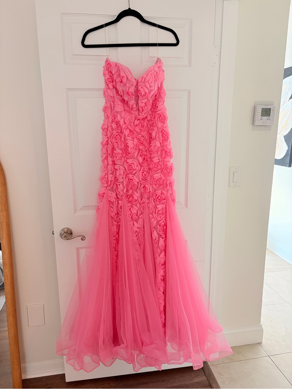 Pink Floral Appliqué Tulle gown